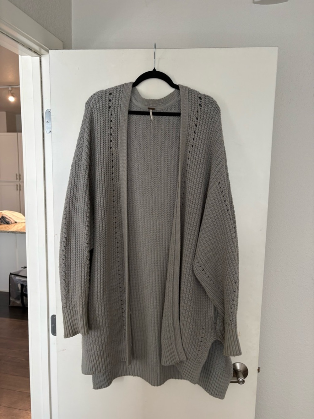 Free People Gray Open-Front Knit Cardigan
